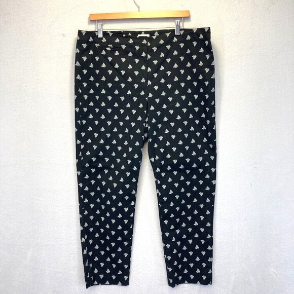 J. Jill Ankle Pants Womens Size 16 Black Tapered Paisley Career Office Classic - Picture 1 of 14